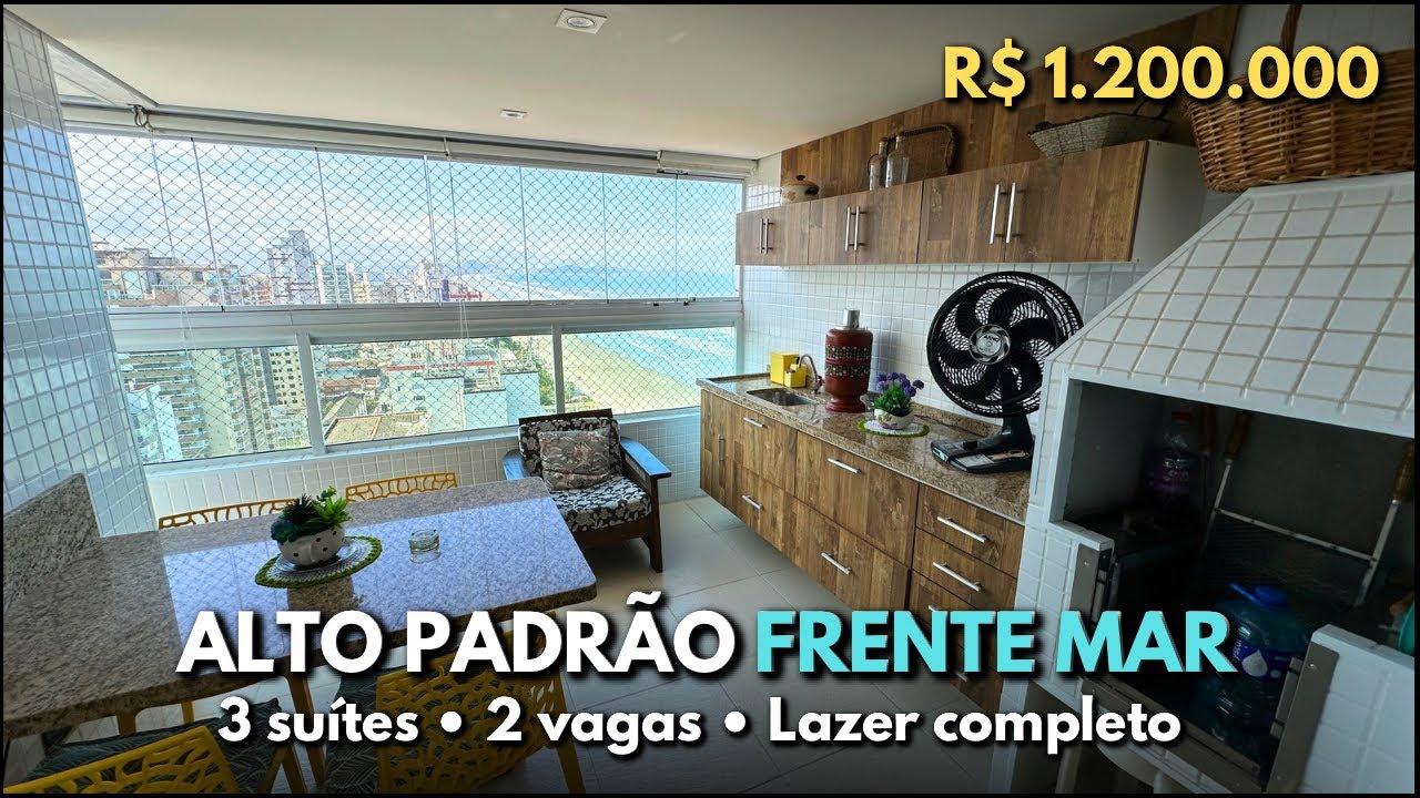 #589 APARTAMENTO MOBILIADO FRENTE MAR COM 3 SUÍTES E 2 VAGAS EM PRAIA GRANDE - CAIÇARA 