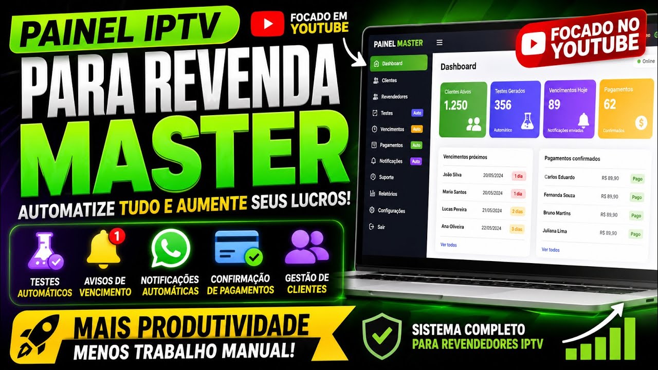 🔥 Painel IPTV para Revenda Automa&ccedil;&atilde;o IPTV Completa: Teste Gr&aacute;tis, PIX e Ativa&ccedil;&atilde;o Autom&aacute;tica