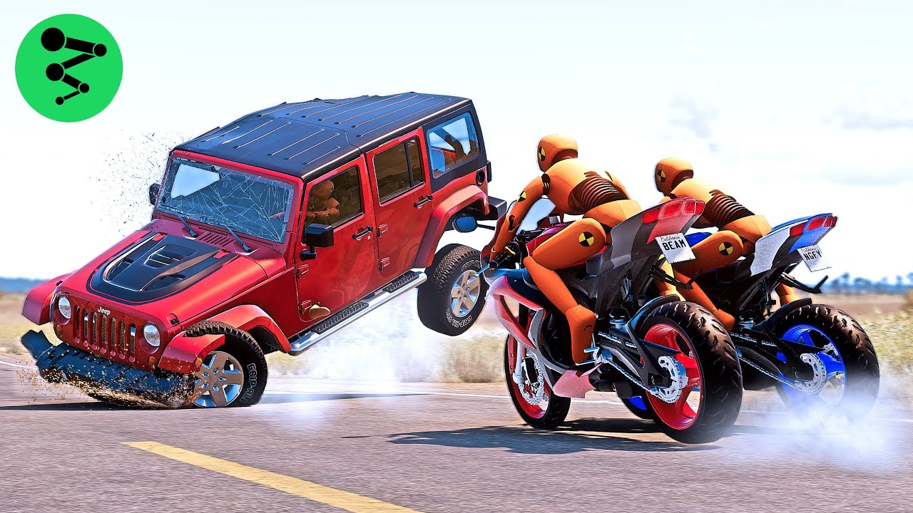 Dangerous Motorbike And Bicycle Crashes #02 - BeamNG.Drive