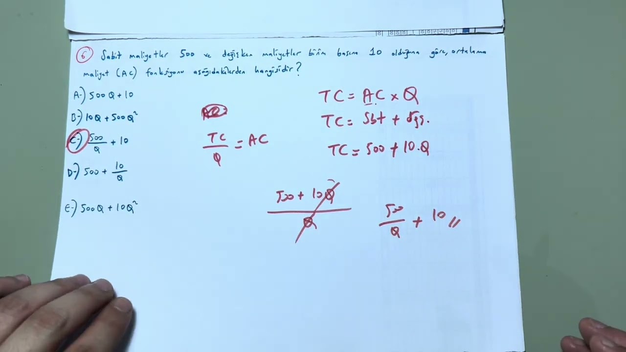 AÖF MATEMATİKSEL İKTİSAT 2022 ARA SINAV 1. KISIM