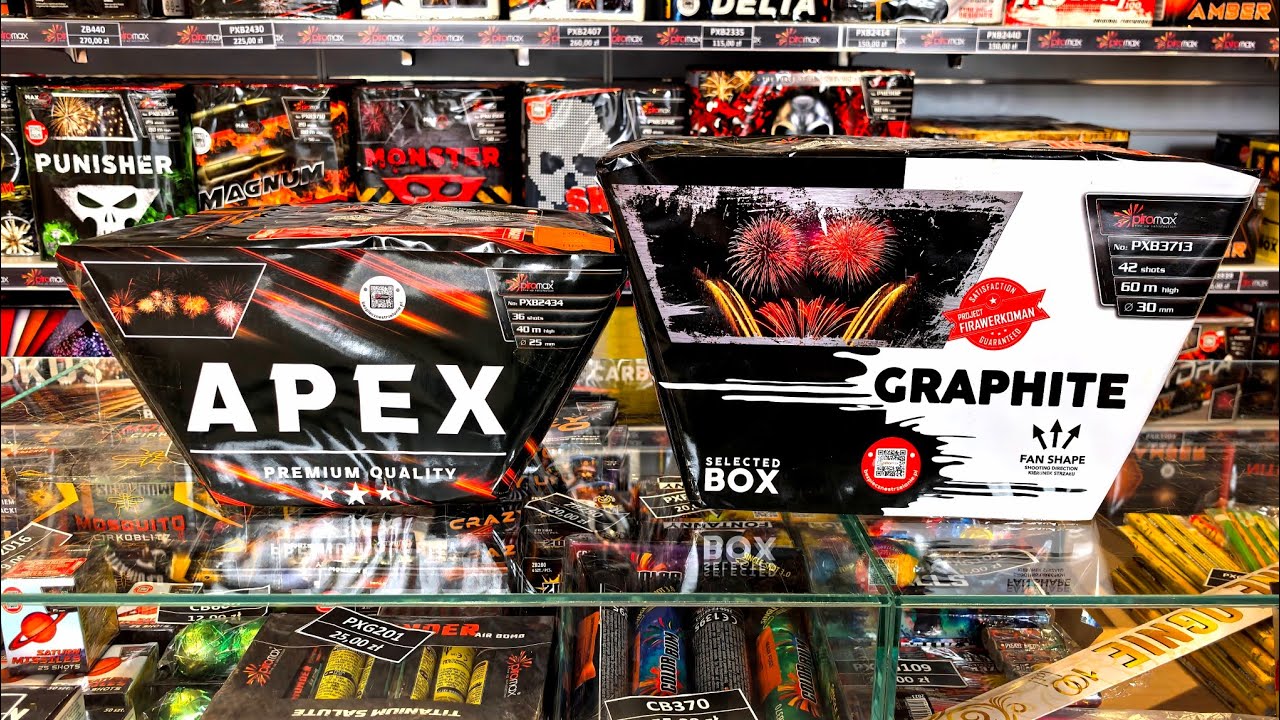 Wyrzutnia Kątowa Apex PXB2434 i Graphite PXB3713 Piromax Fajerwerki 