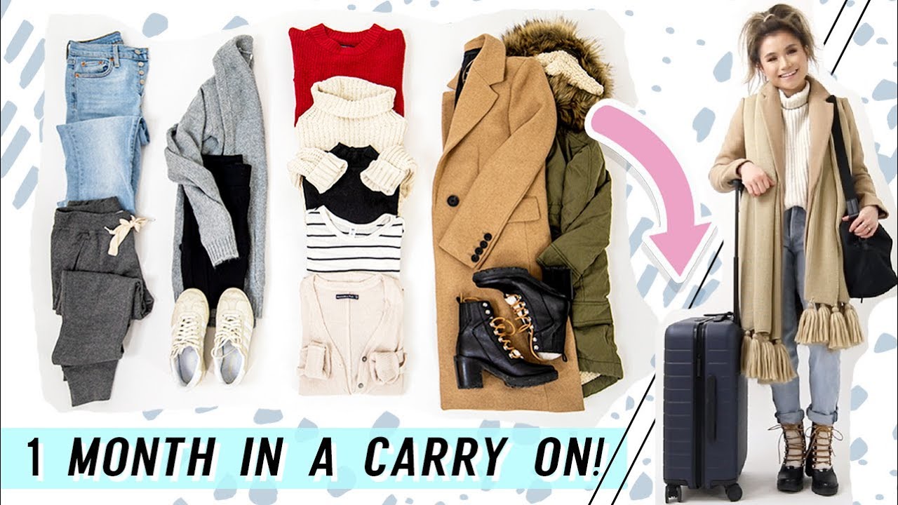 1 MONTH in a CARRY-ON: Winter Travel Capsule Wardrobe | How to Pack Light for Winter | Miss Louie