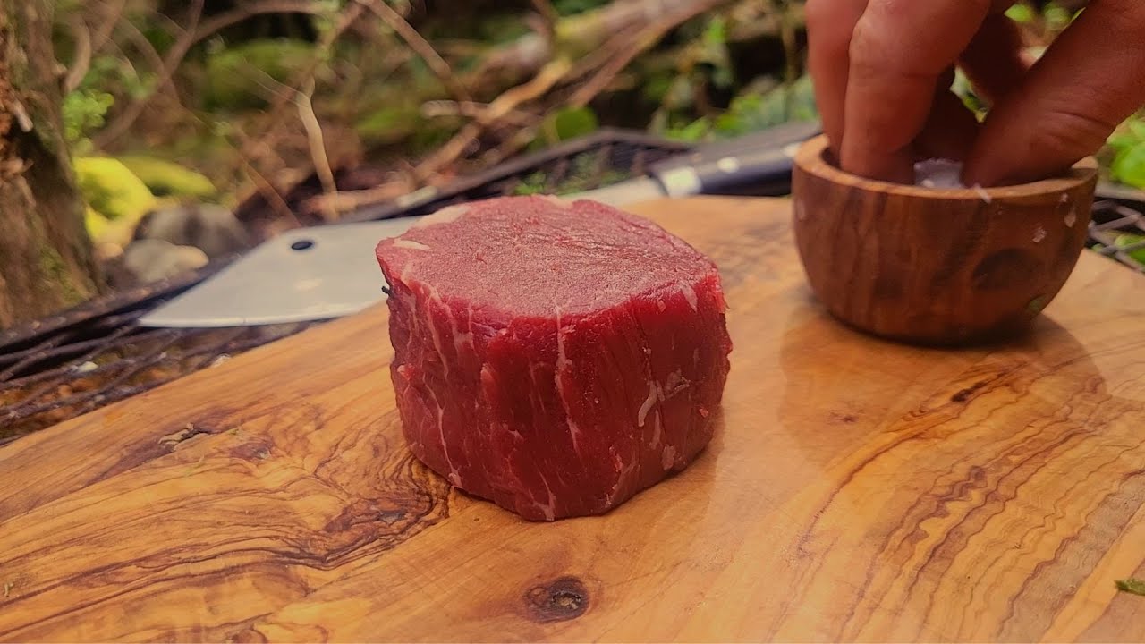 FILET MIGNON and CRAB in the middle of a FOREST. Fine Dining in Nature.  ASMR OUTDOOR COOKING