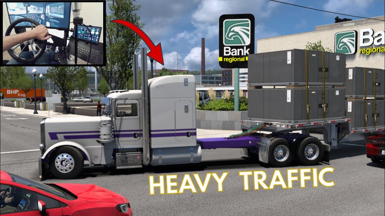 Hauling Through City Streets - (Custom 389 Peterbilt) - New Cummins Mod - American Truck Simulator