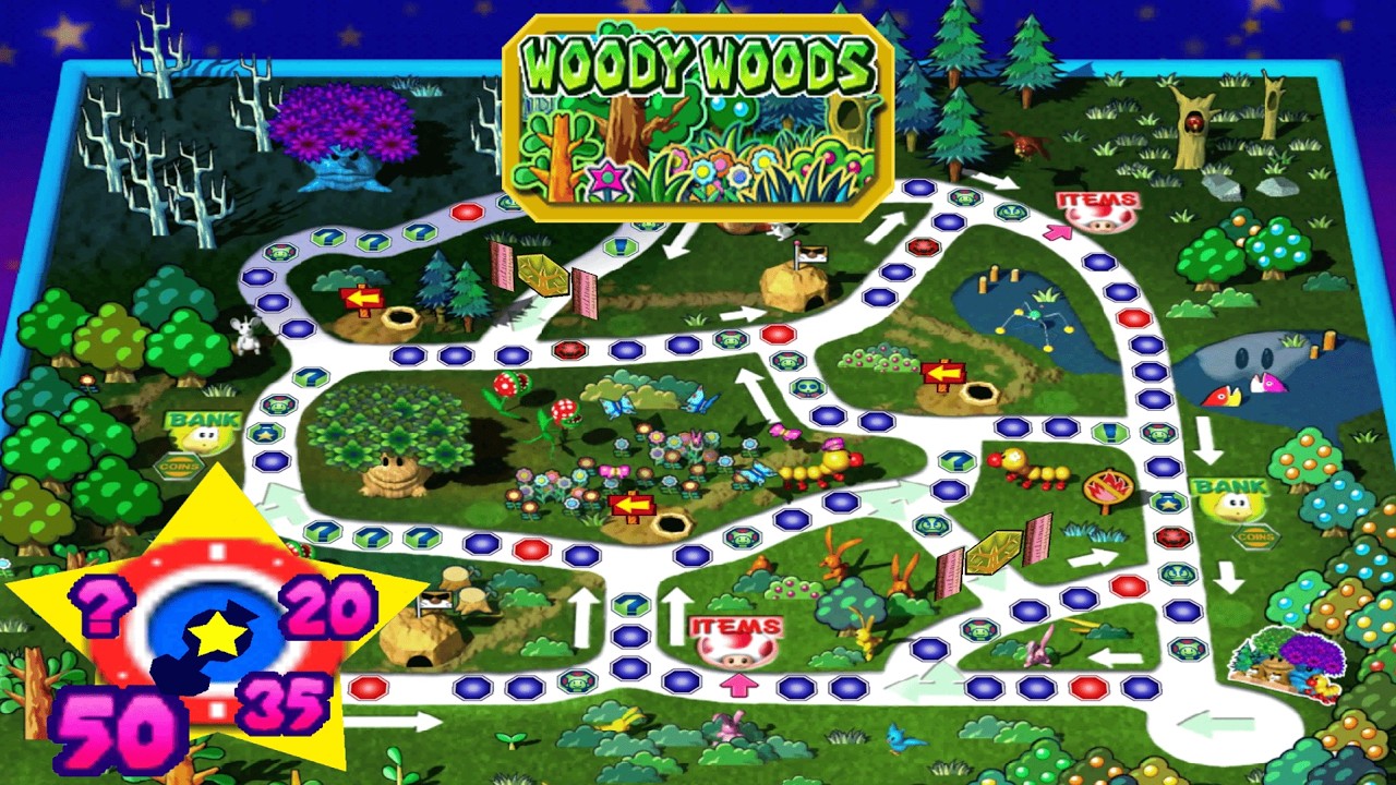 Mario Party 3 - Woody Woods Gameplay (50 Turns,  Super Hard CPUs)