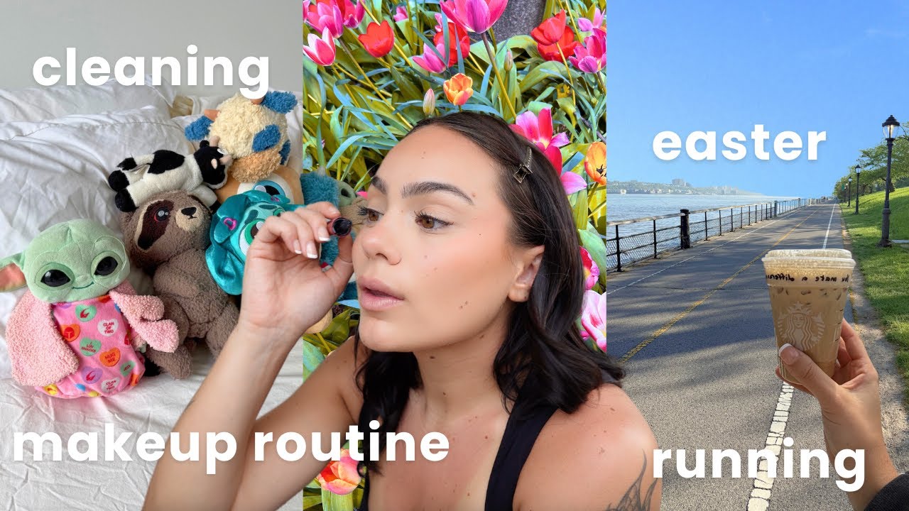 🌸 NYC Spring Weekend Vlog | Cleaning, Easter, Makeup Routine & Running by the River 🌷