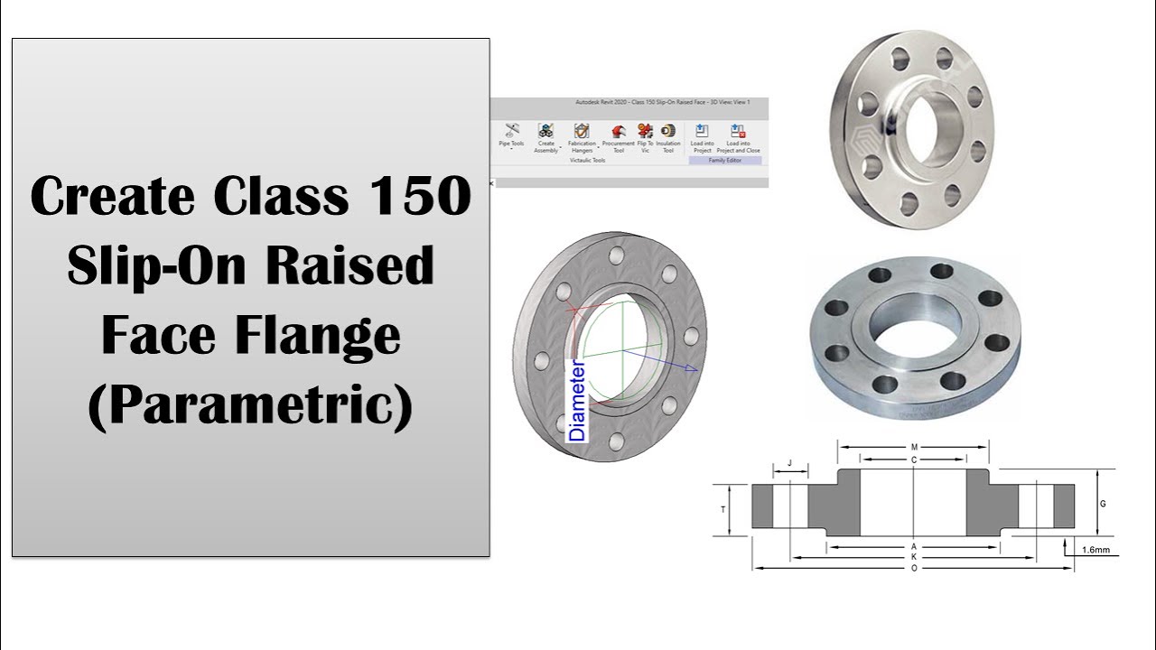 Create Class 150 Slip-On Raised Face Flange Parametric Revit Family