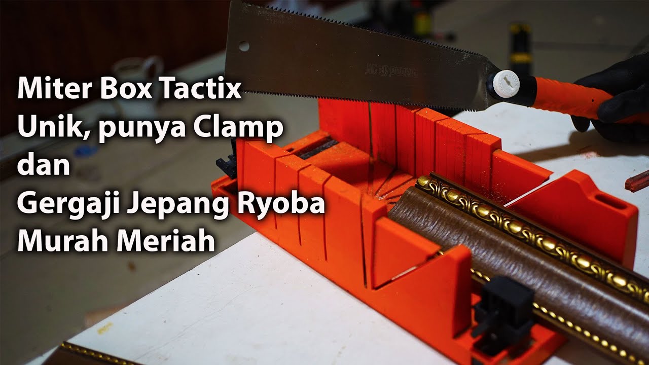 Gergaji Jepang Ryoba Murah dan Miter Box Tactix dengan clamp terintegrasi - Jig potong Pigura Mitre