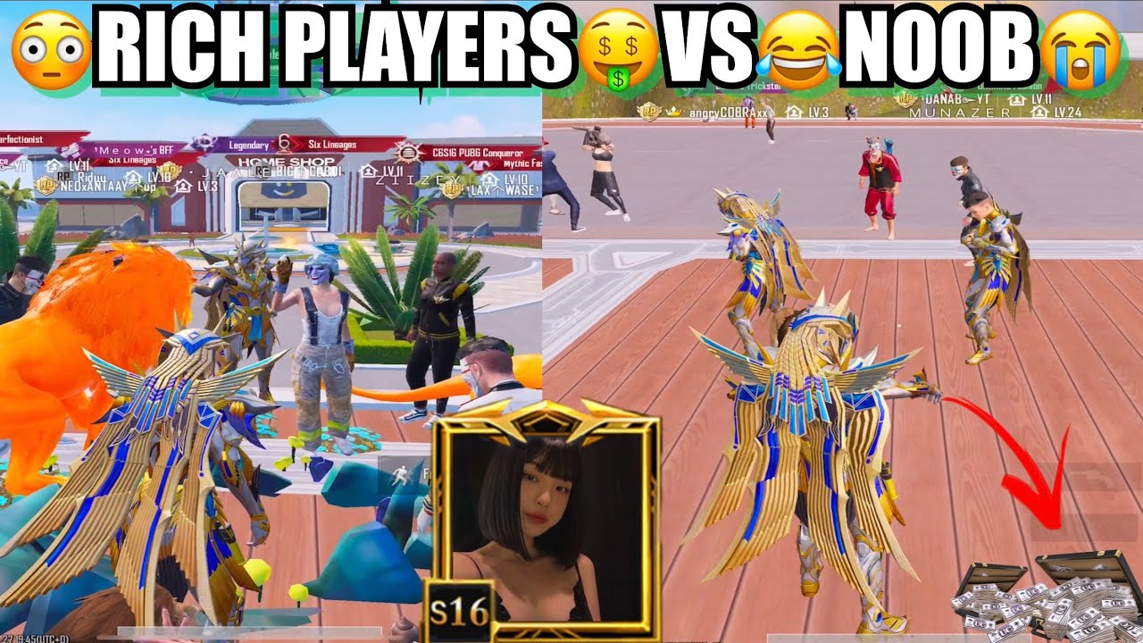 PRANK😂RANDOM RICH PLAYERS🤑VS POOR NOOB😭IN CHEAR PARK|PUBG MOBILE