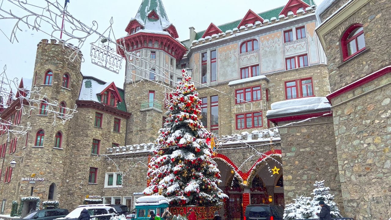 Snow walk St. Moritz Switzerland ❄️ 4K winter walking tour 🌨