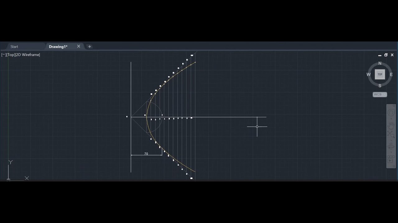 Construction of Parabola using AutoCAD
