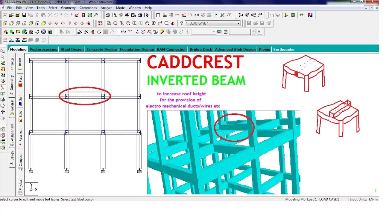 తెలుగు || STAADPRO INVERTED BEAM-1 || TELUGU || CADDCREST