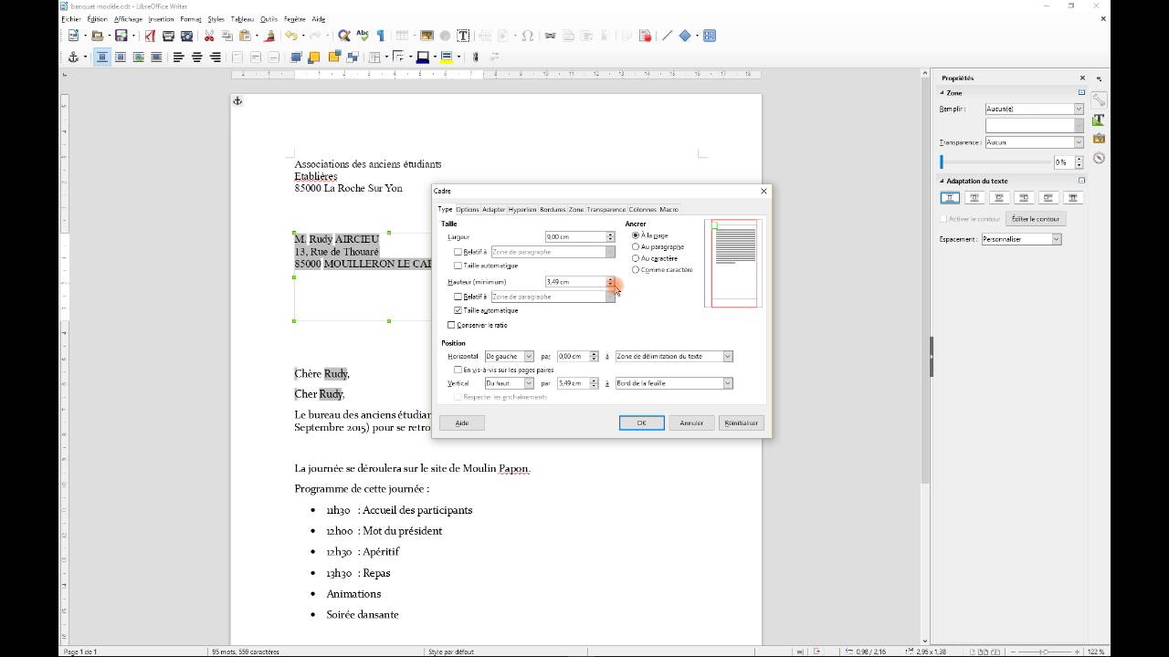 Libreoffice - Publipostage mailing