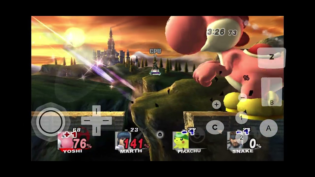 SSBB Hacks: Giant Growing Yoshi in FFA at Bridge of Eldin