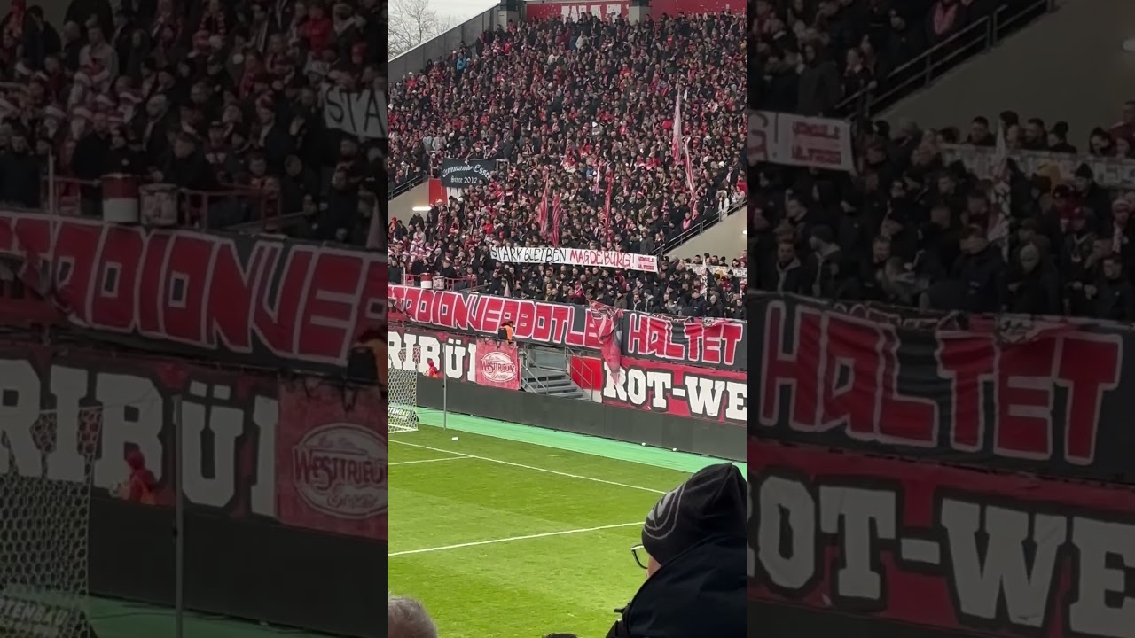 Rot Weiss Essen Ultras mit einer  Botschaft an Magdeburg
