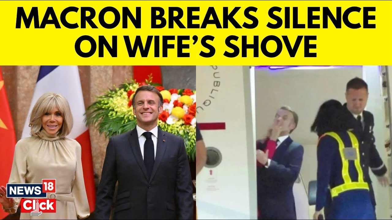 Macron's Wife, Brigitte, Shoves Macron In The Face Before They Get Down From The Plane | N18G