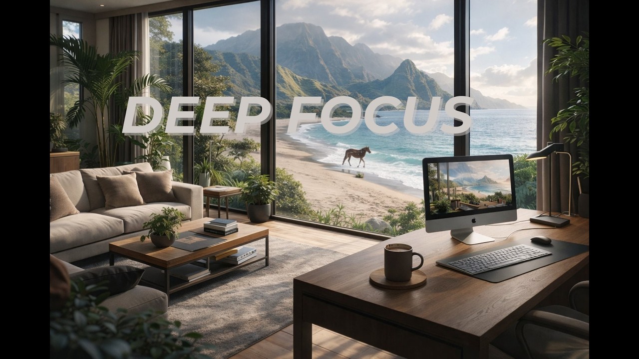 Relaxing Focus Music with Ocean View 🌊 Calm Study & Work Ambience