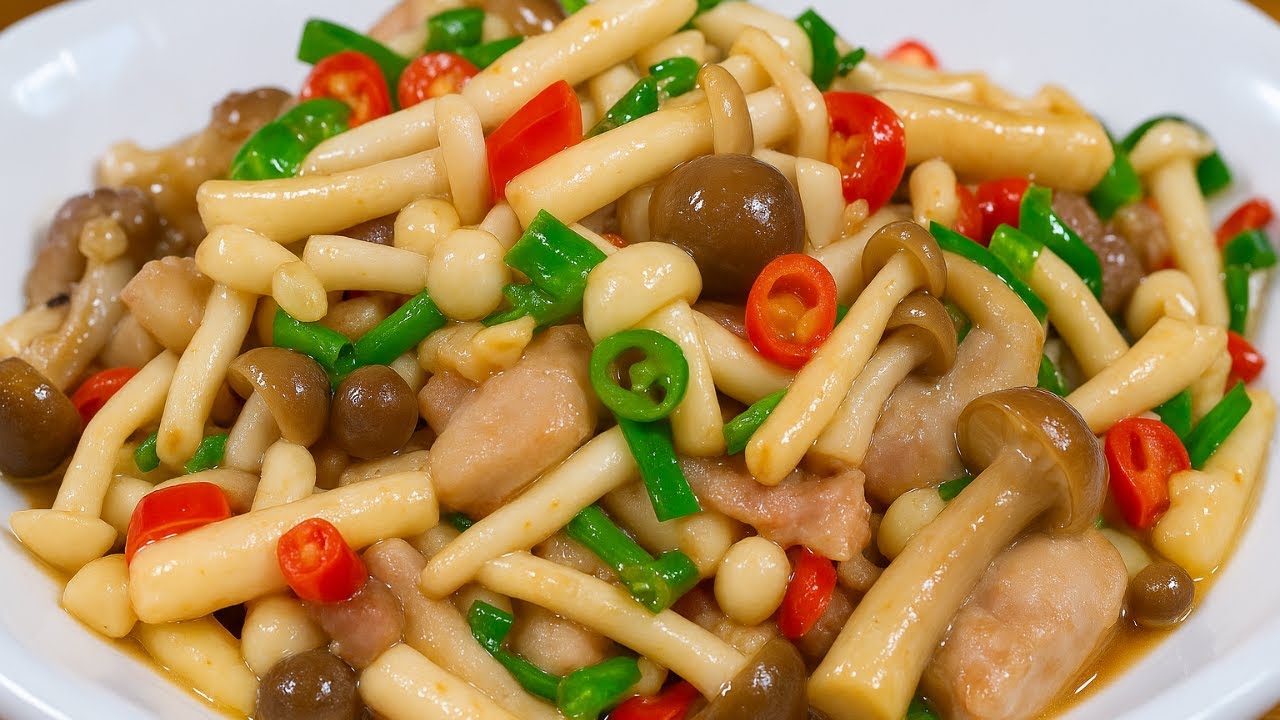 Champiñones shimeji salteados con panceta 🥓🍄 receta china fácil y deliciosa 😋🔥
