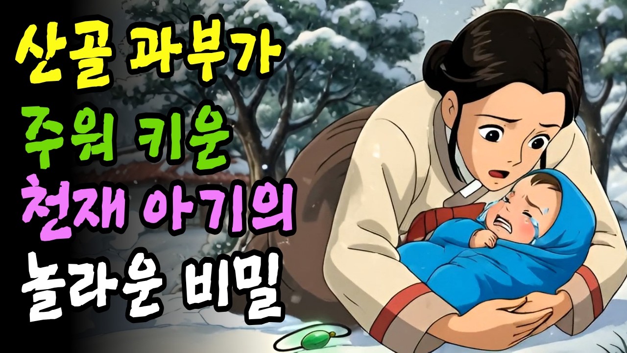 야담, 옛날이야기. 산골 과부가 눈속에 버려진 천재 아기를 주워 키우는데... 놀라운 비밀이.