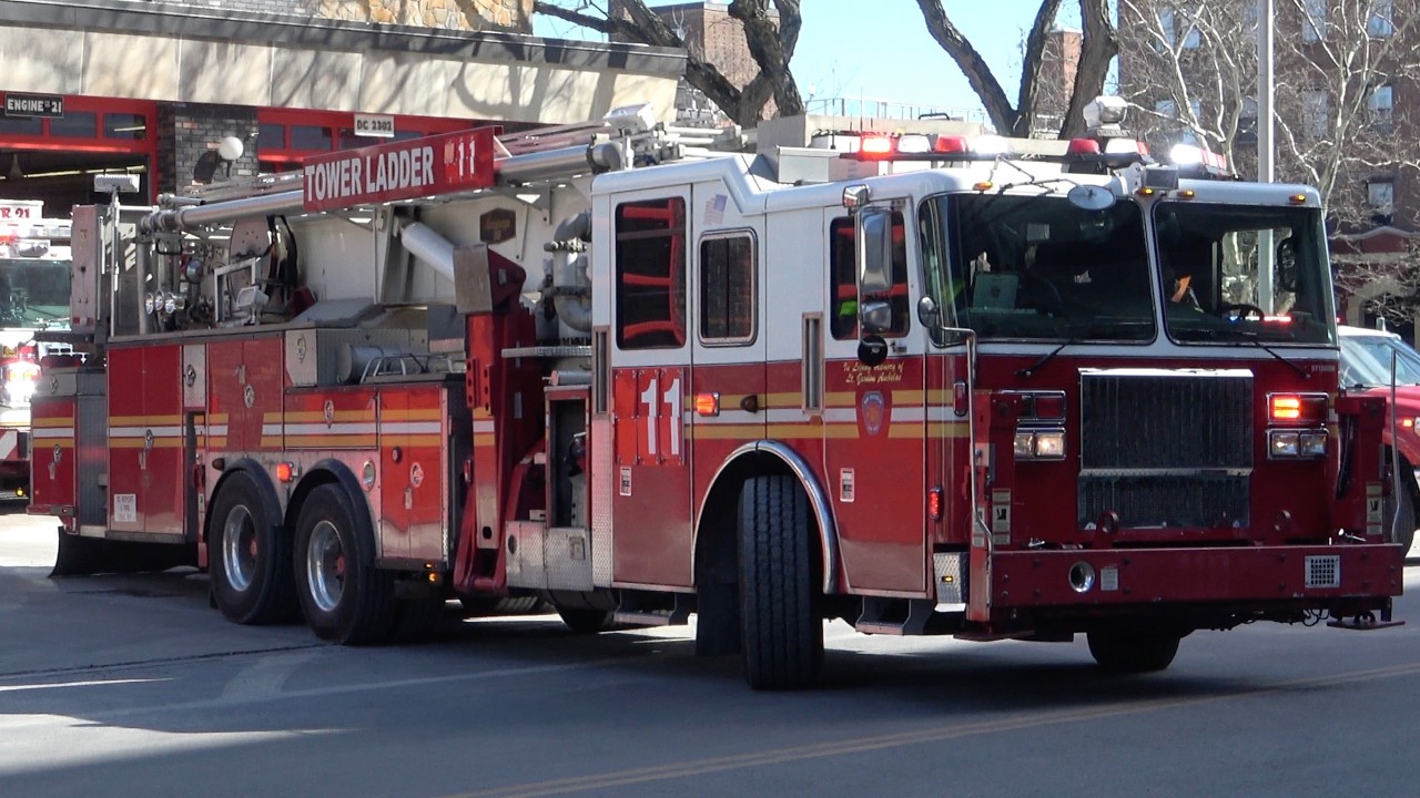 New Rochelle FD *NEW-to-them* Tower Ladder 11 (Loaner), Engine 21, & Car 2302 (Spare) Responding
