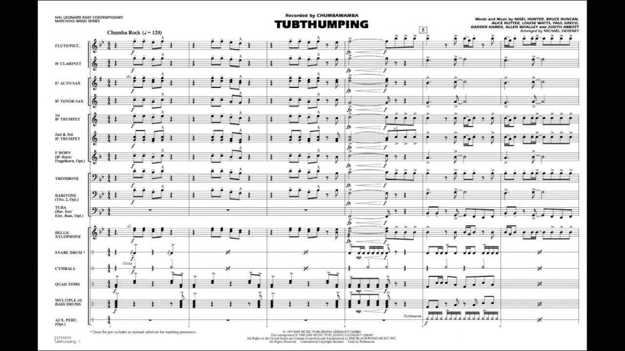 Tubthumping arranged by Michael Sweeney