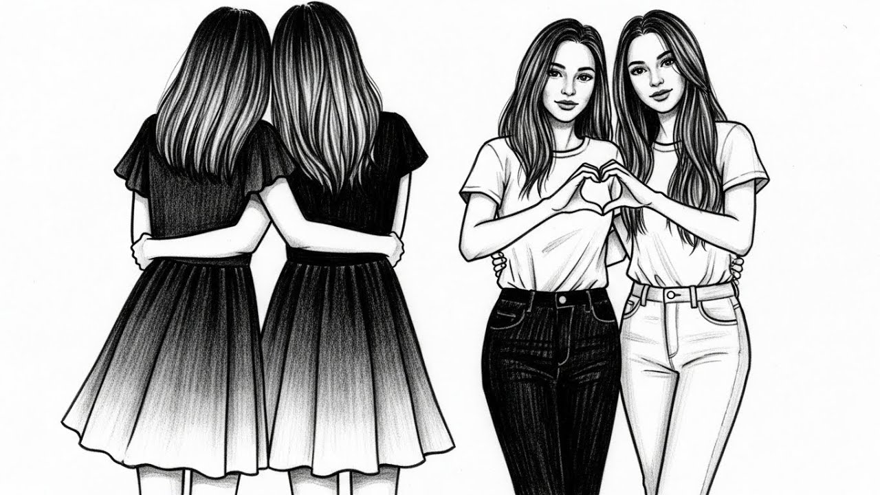 Two Best Friends Drawing | Beginner-Friendly Pencil Shading