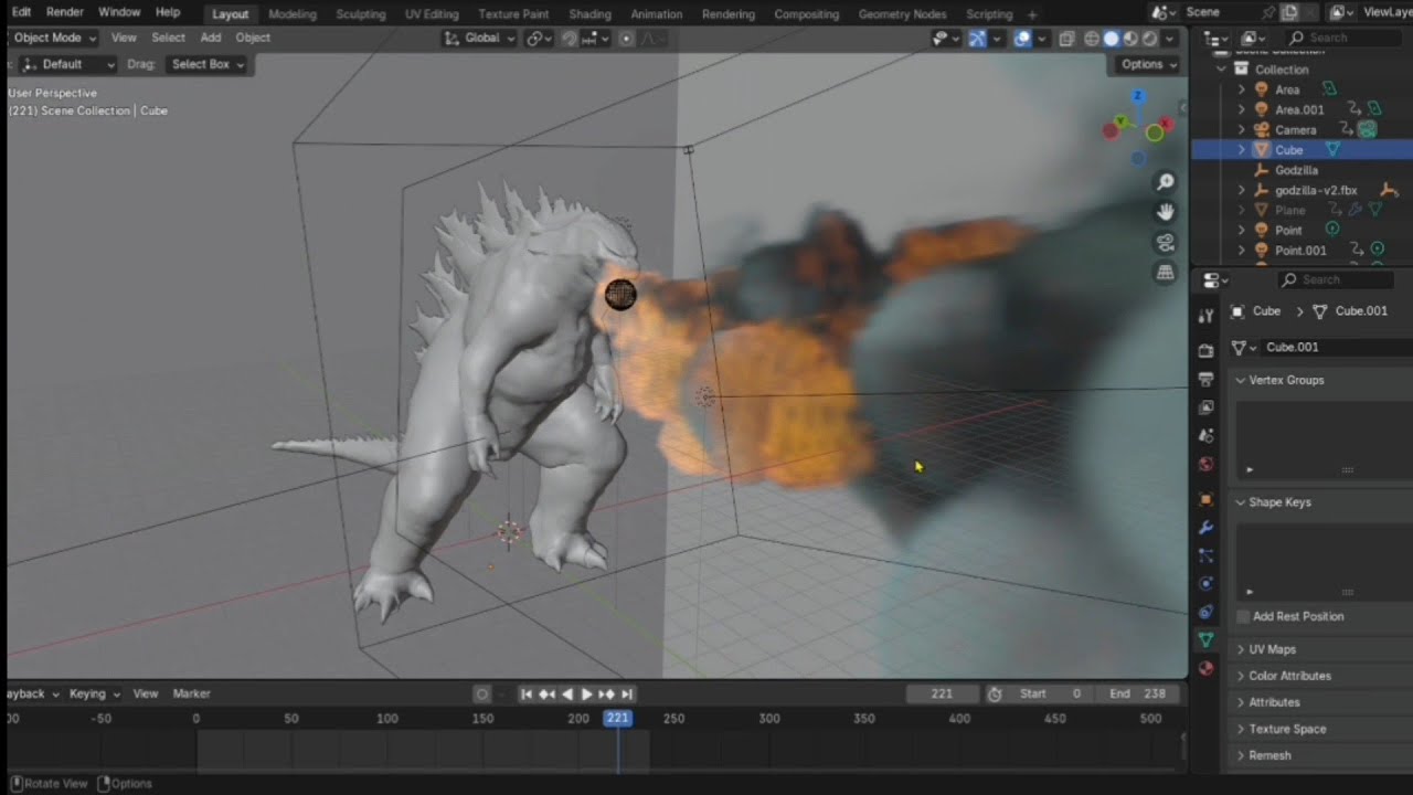 Godzilla blender 3d