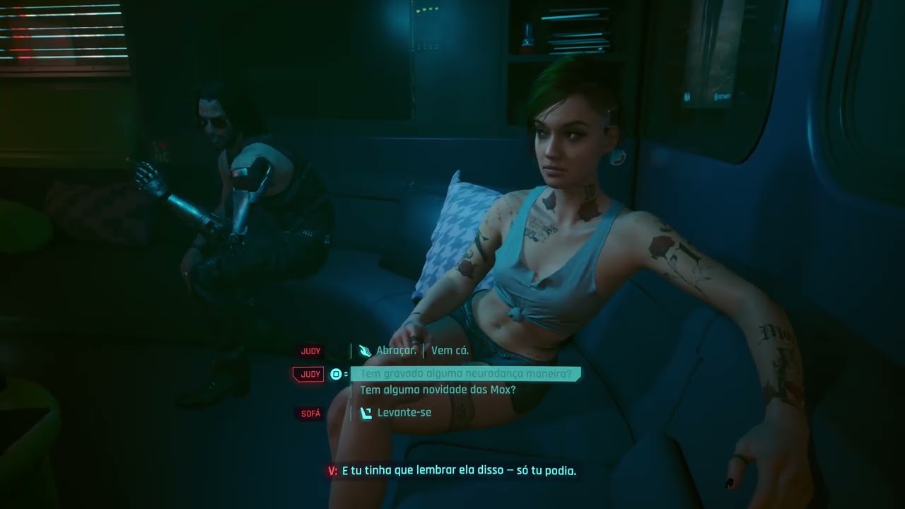Cyberpunk 2077. Quando o romance com a Judy vira um trisal.