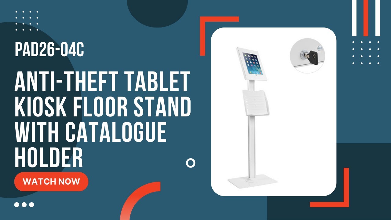 LUMI ANTI-THEFT TABLET KIOSK FLOOR STAND WITH CATALOGUE HOLDER | PAD26-04C