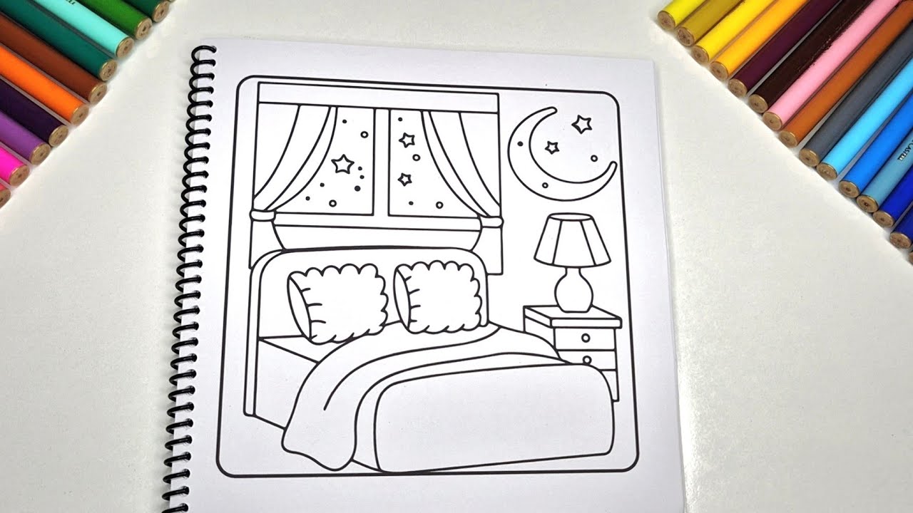 Color With Me 💖 | Cute Bedroom Coloring Page for Relaxation & Calm