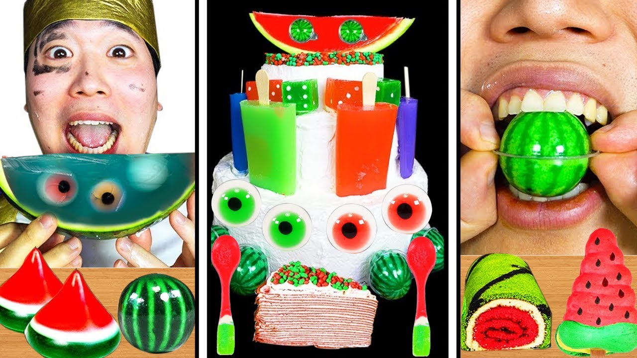 ASMR Арбуз Еда Десерт GREEN RED FOODS EATING SOUNDS MUKBANG | TikTok Funny Video | HUBA
