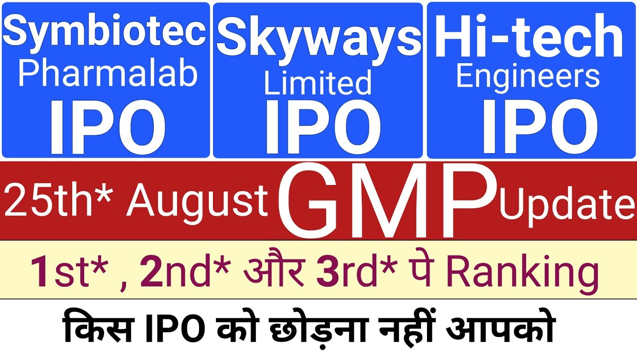 Symbiotec Pharmalab IPO GMP | Skyways Air IPO GMP | Hy Tech Engineers IPO GMP | Stock Market Tak