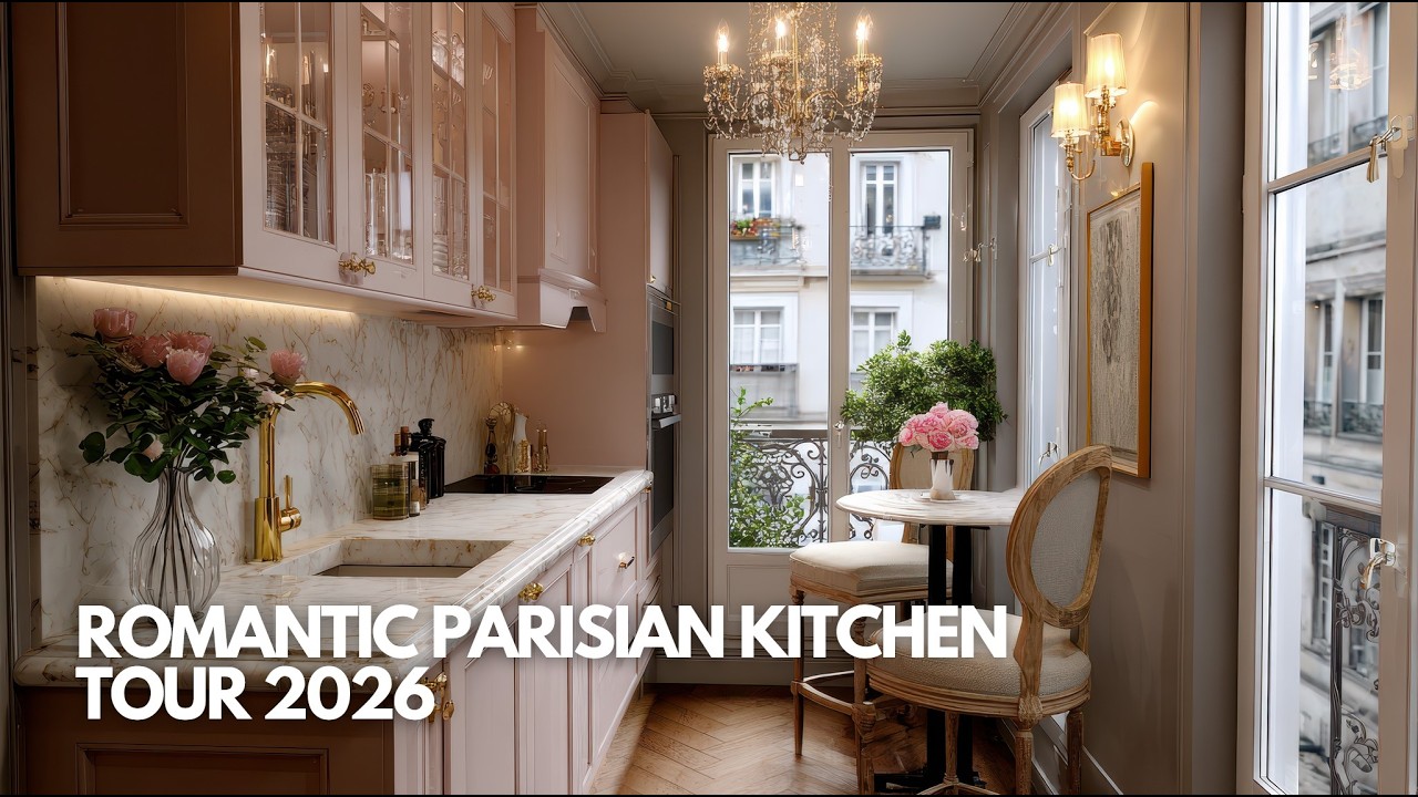 Romantic Parisian Kitchen Tour 2026 | Blush Pink & Ivory Vintage Small Kitchen Ideas
