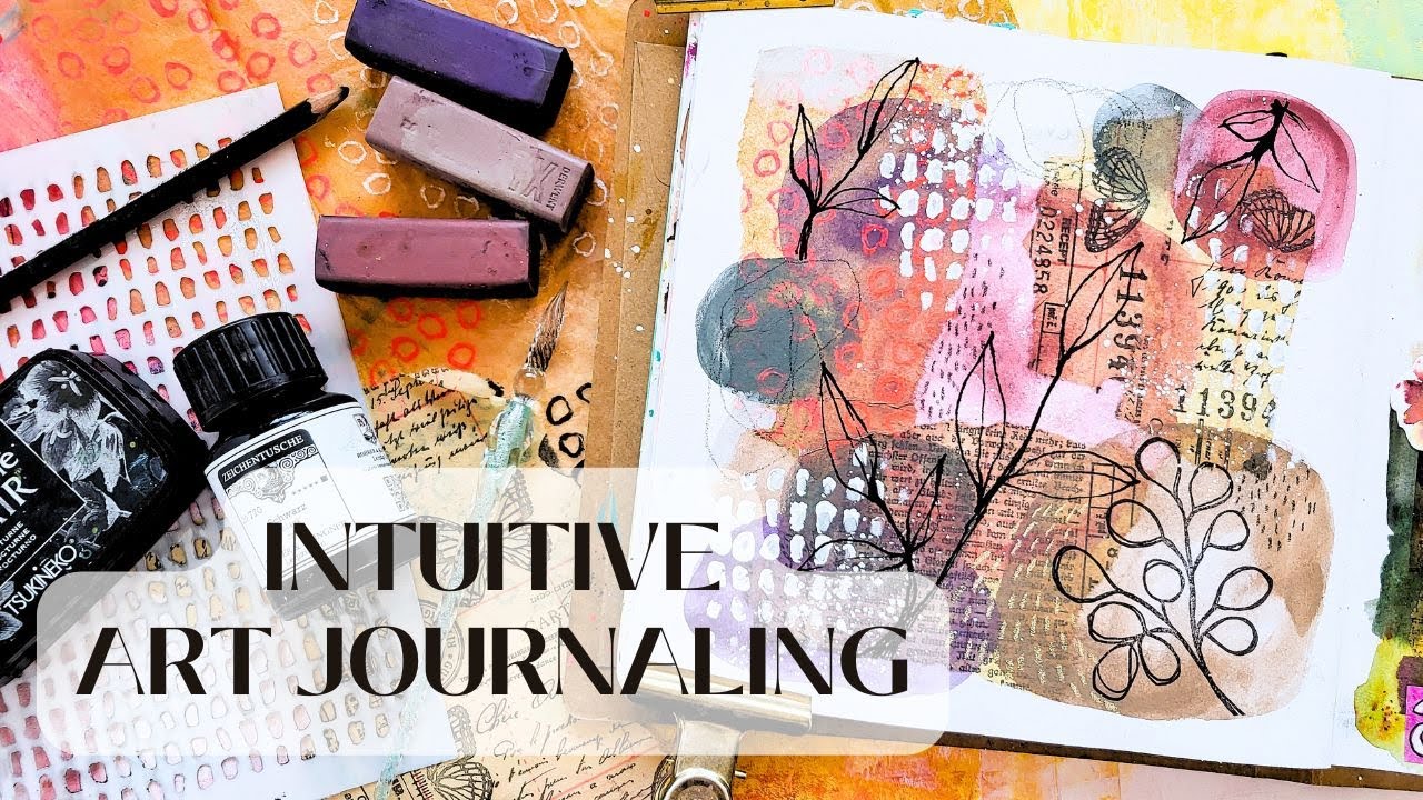 Abstract Art Journal Page with Mixed Media, Collage & Markmaking