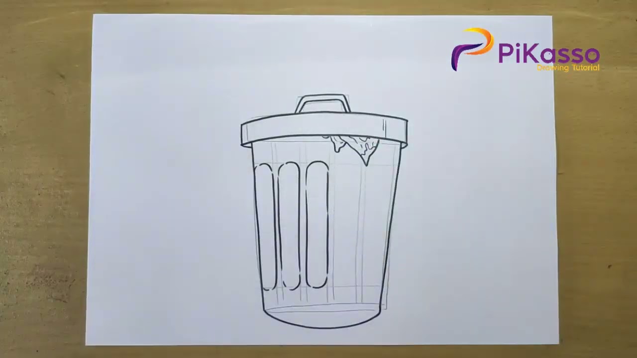 How to Draw a Trash Can Easy step by step