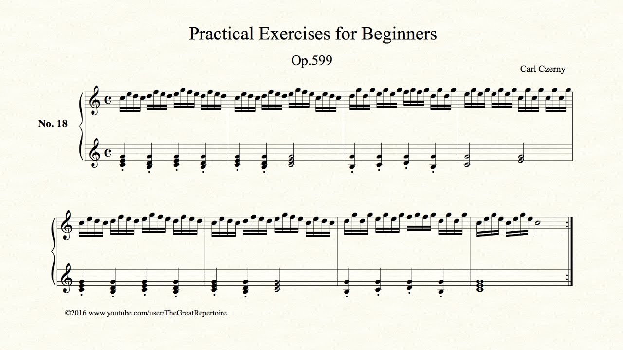 Czerny, Practical Exercises for Beginners, Op 599, No.18