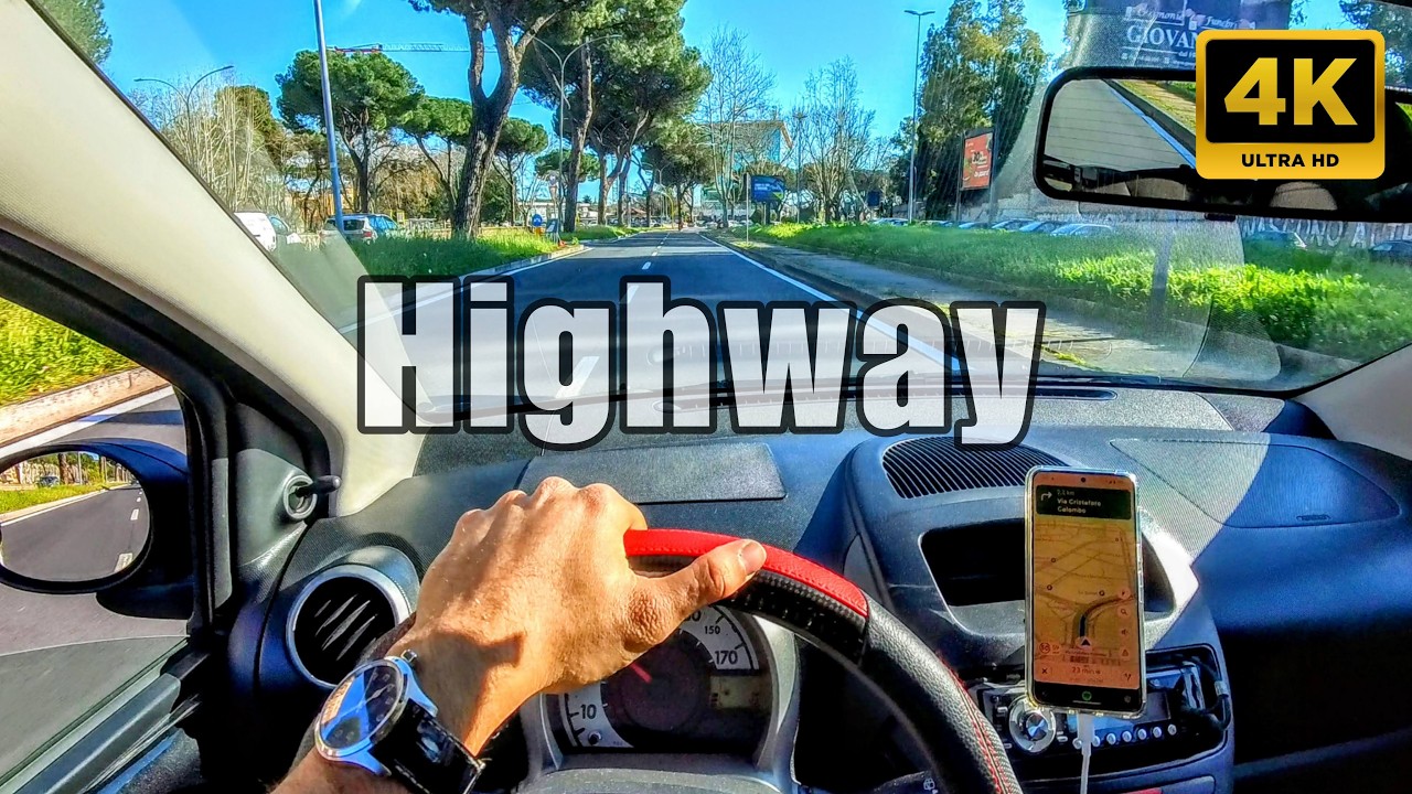 Highway POV Drive - Summer Vibes in Rome | 4K ASMR