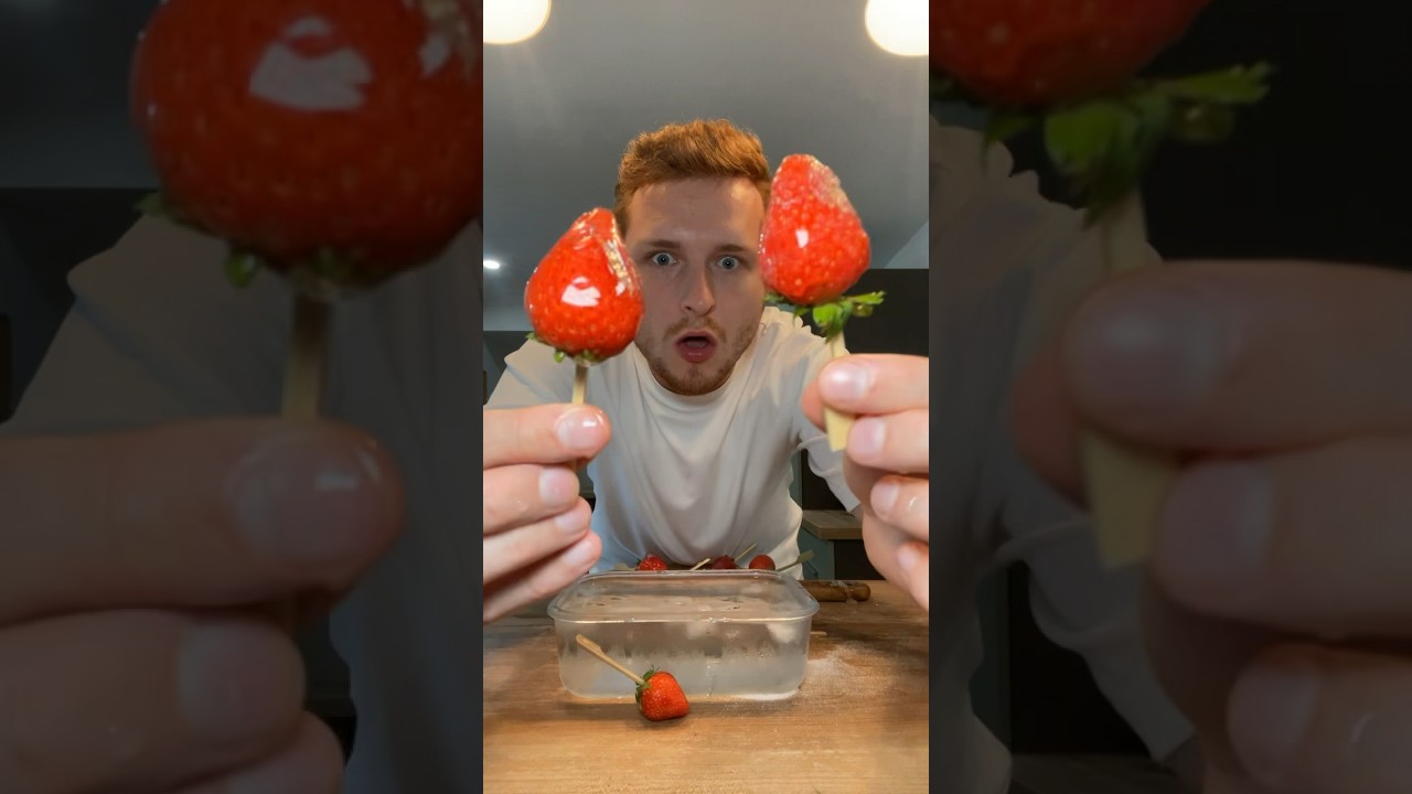 Des fraise d&rsquo;amour au Micro-ondes 😱✨ #recette #tanghulu #food #humour