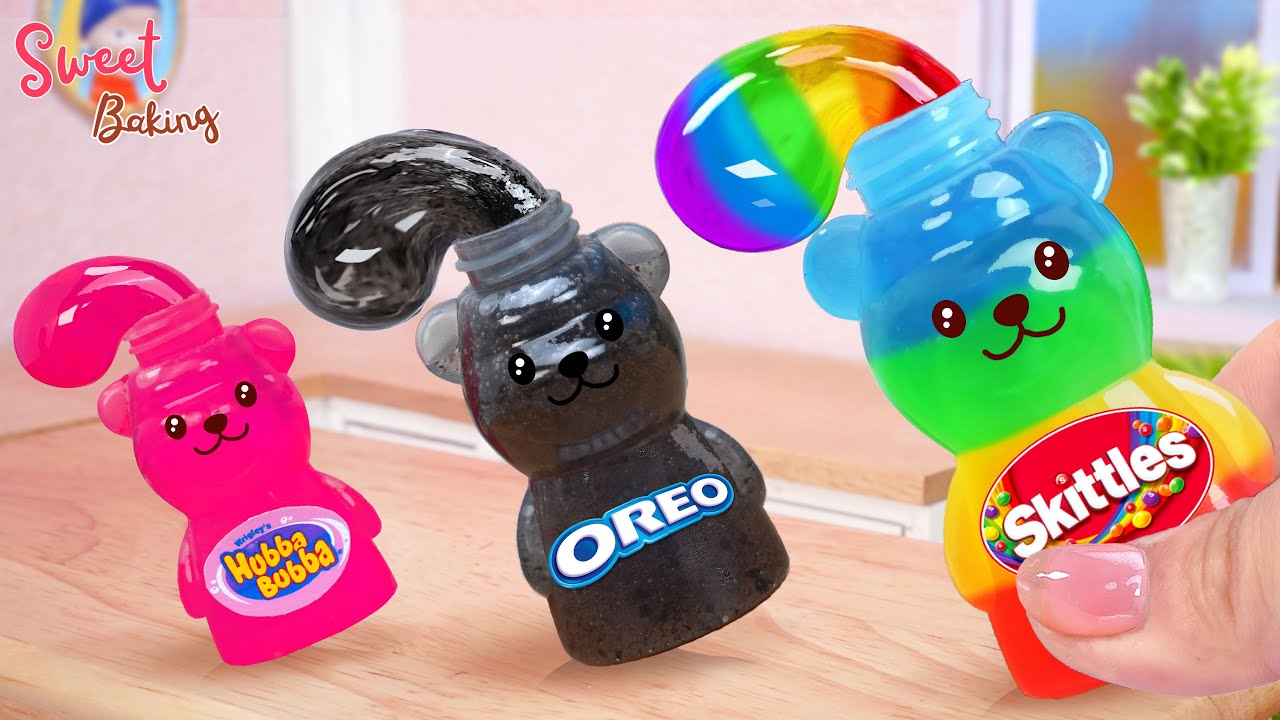 Honey Jelly Trend🎀How To Make Miniature SKITTLES   HUBBA BUBBA   OREO Frozen Honey Jelly🎀SweetBaking