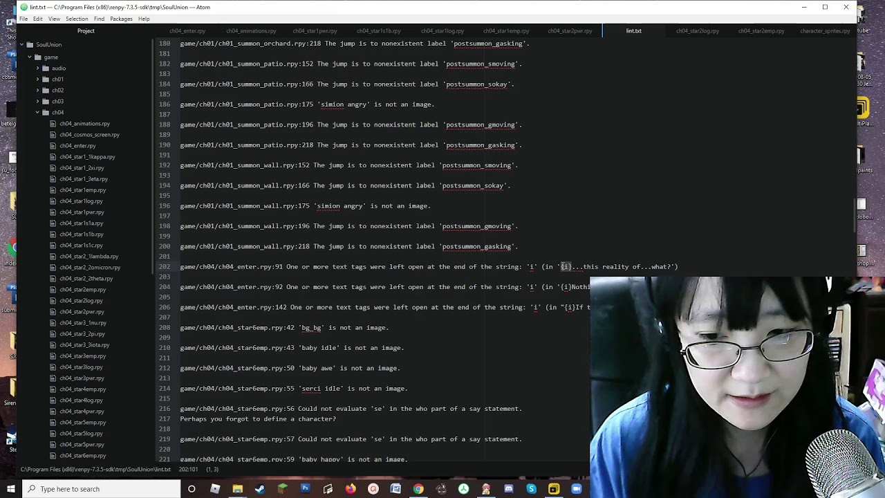 Visual Novel Development- MomDev tests script and troubleshoots