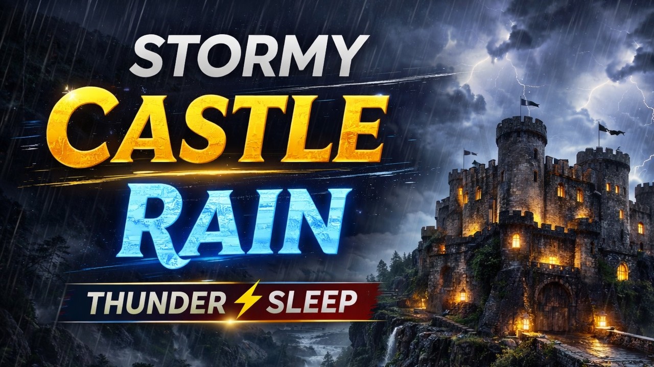 Stormy Castle Rain ⚡ Thunder & River Sounds for Deep Sleep | Dark Night Ambience