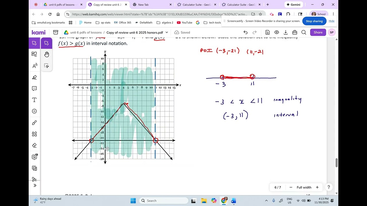 A2 Unit 6 review sheet 2025 Solving systems of inequalities graphically