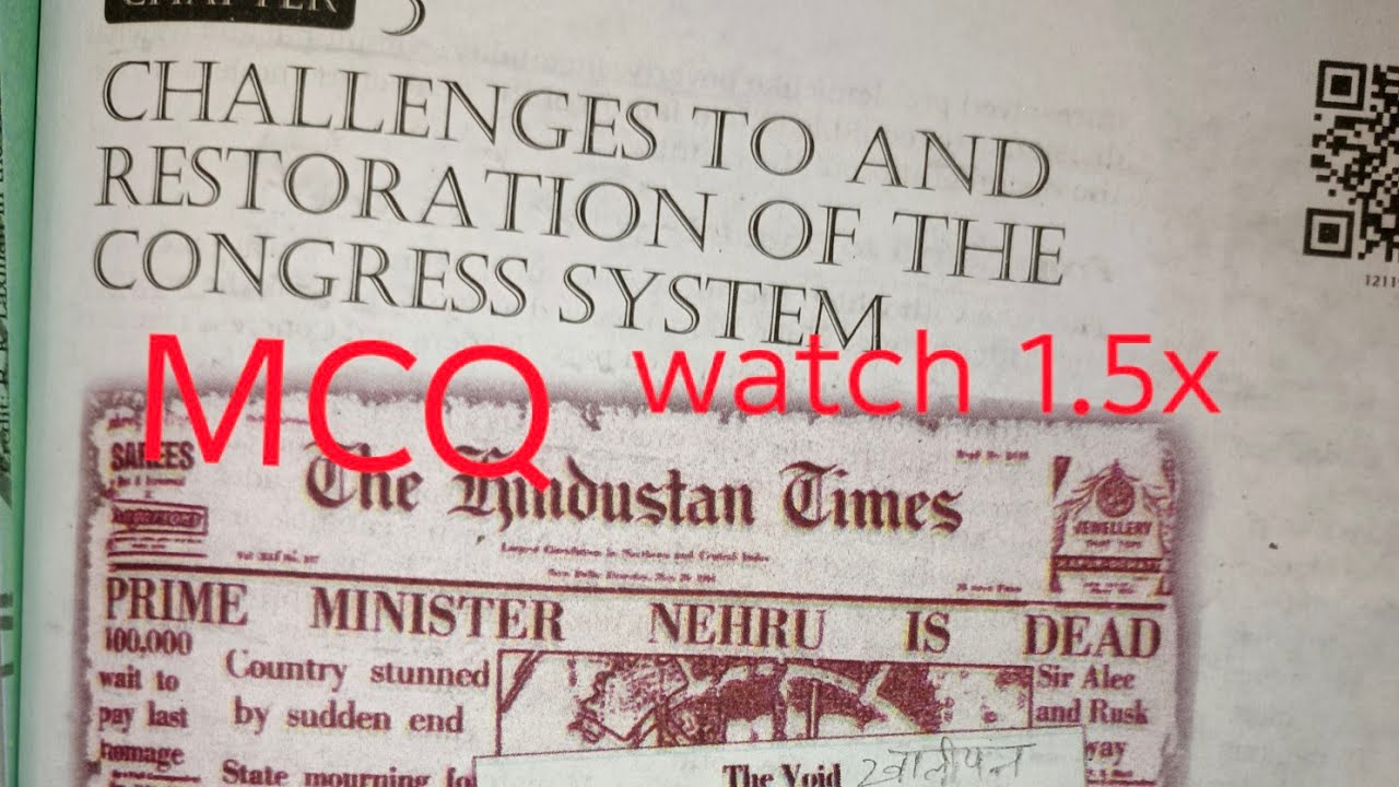 Challenges to and restoration of the Congress system Political Science. #class12 #mcq #boardexam 