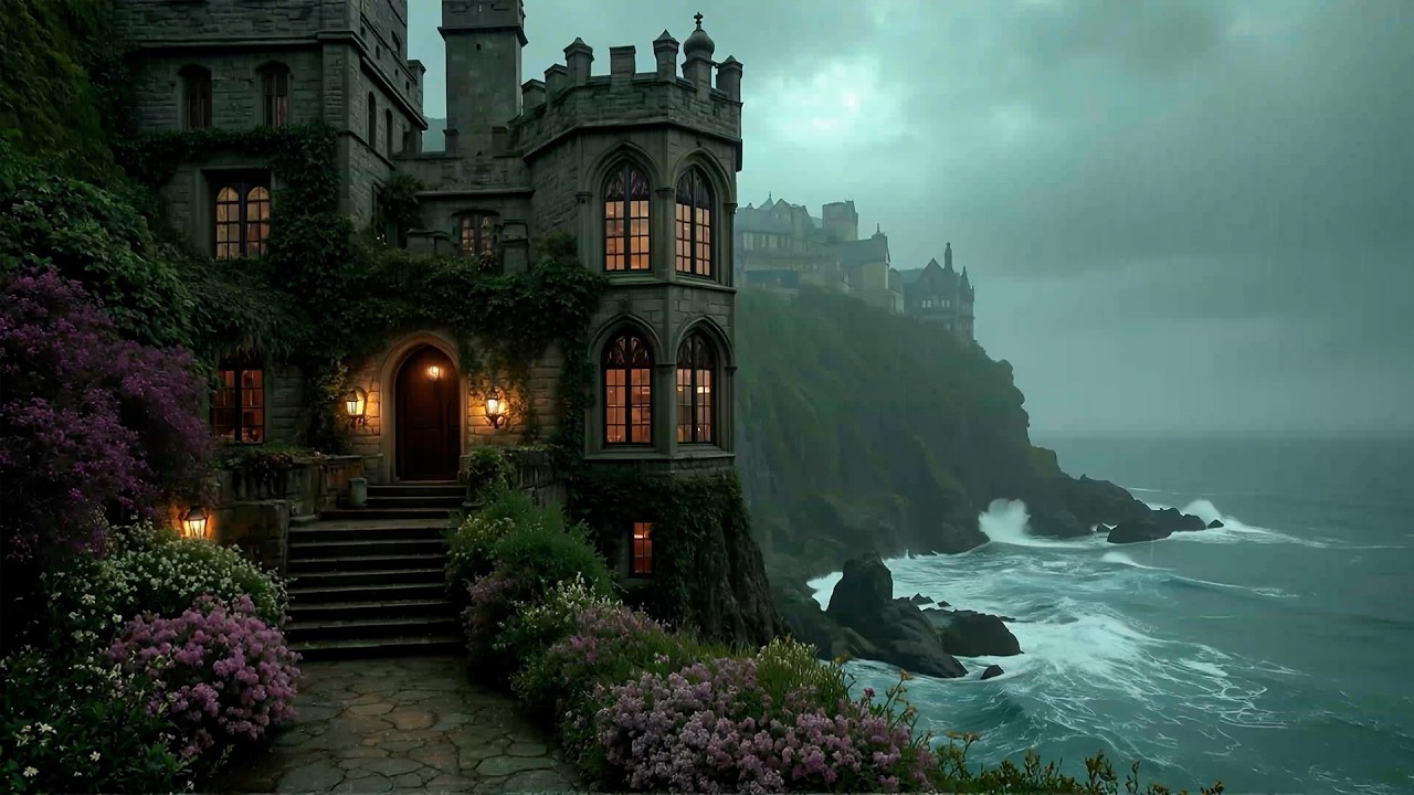 Cliffside Gothic Castle Overlooking the Stormy Sea | Dark Academia Ambience for Quiet Reflection