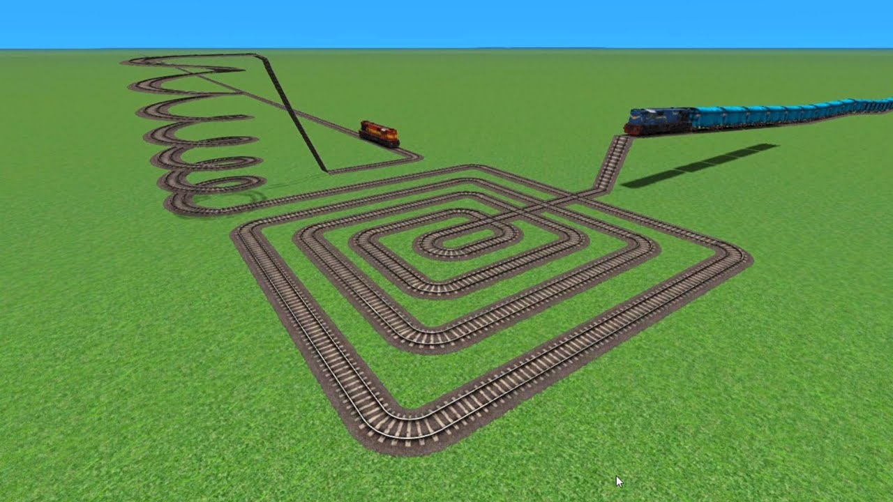 Trains Railroad Crossing At Daimond Railways Track//On Train Express Trainz Journey Bumpy Road