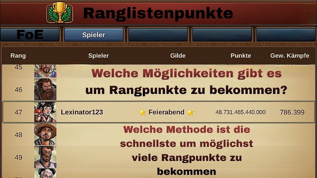 FoE Welche ist die beste Möglichkeit Ranglistenpunkte zu generieren 