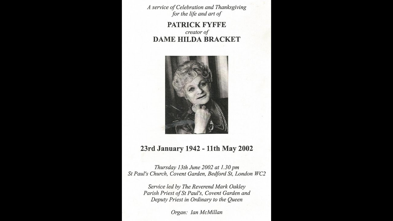 A Service of Celebration & Thanksgiving for the life and art of Patrick Fyffe-13-6-2002