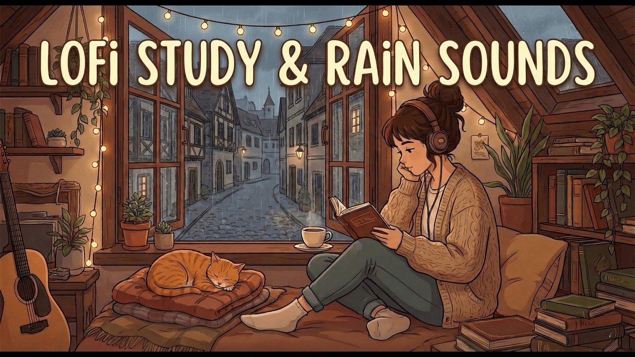 [STUDY WITH ME] Cozy Rainy Night - 1 Hour Deep Focus Study (Pomodoro Timer 25/5) - Capycapy lofi #3
