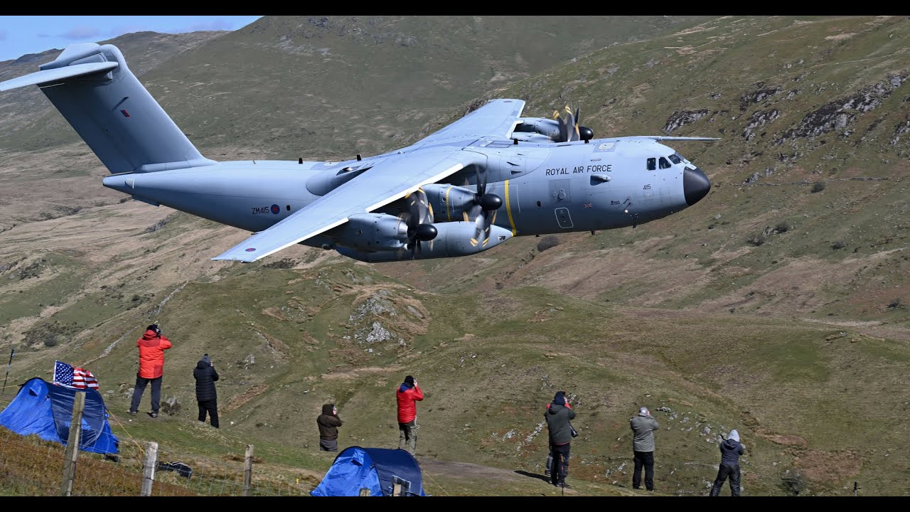 USAF F-35s V  RAF F-35s in the Mach Loop Wales Low Flying Typhoons A400m Hawk and Texan