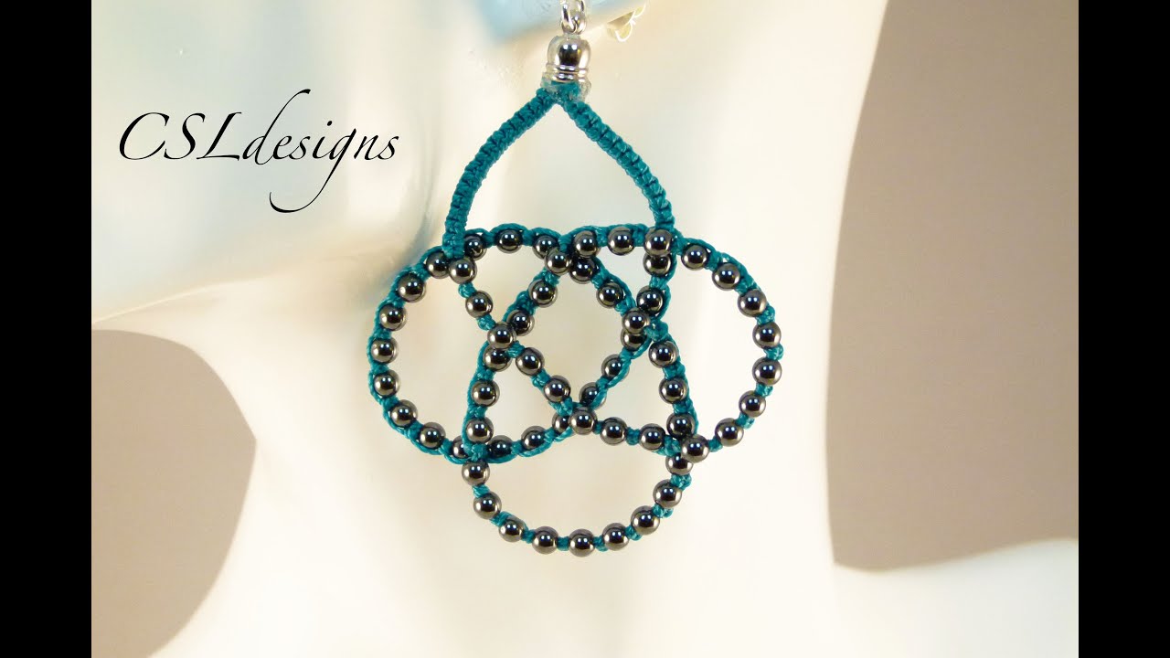 Beaded celtic knot micro macrame necklace/earrings